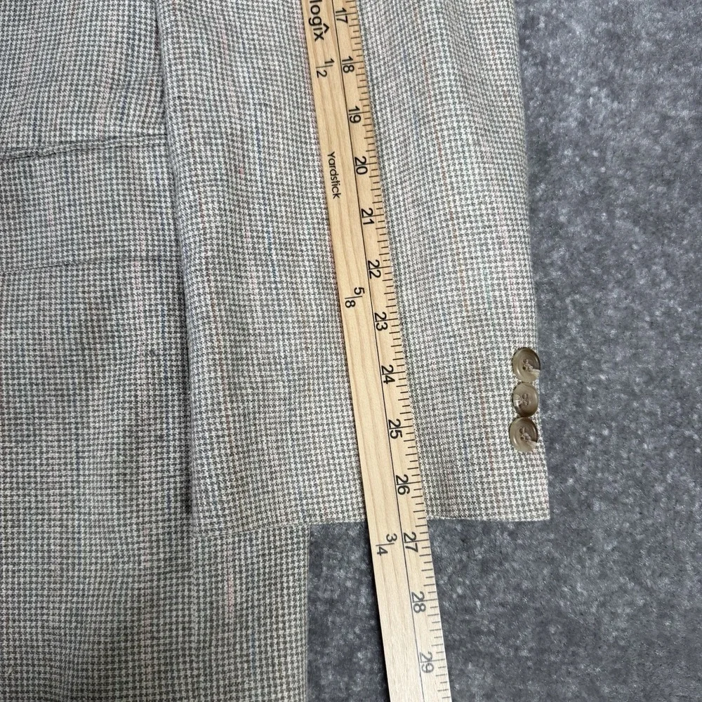 Vintage‎ Towncraft Suit Jacket Men's 48L Beige Plaid Silk 2 Button Blazer